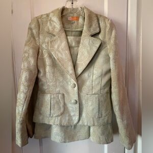 Tulle Textured light green Blazer and Skirt set